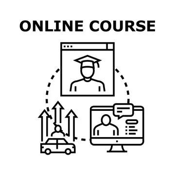Online course training and distant education learning concept Stock Illustration