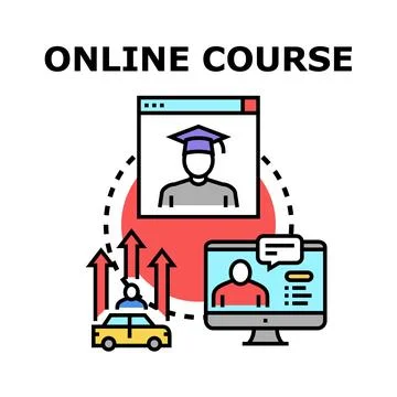 Online course training and distant education learning concept Stock Illustration