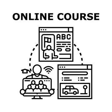 Online course training virtual education distant learning concept Illustrazione stock