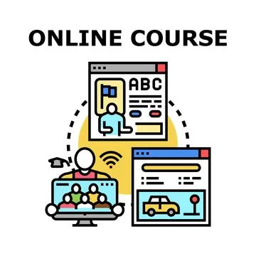 Online course training virtual education distant learning concept 스톡 일러스트