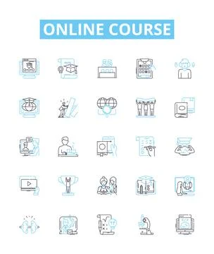 Online Course vector line icons set. eLearning, Webinar, Tutorials, MOOC イラスト素材
