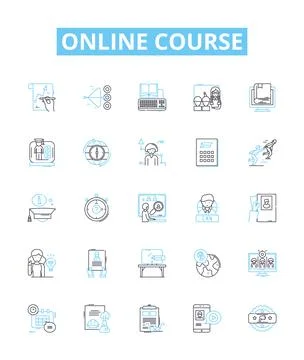 Online Course vector line icons set. eLearning, Webinar, Tutorials, MOOC Stockillustratie