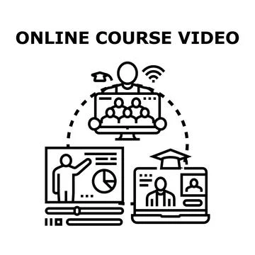 Online course video concept of distant education Stock Illustration