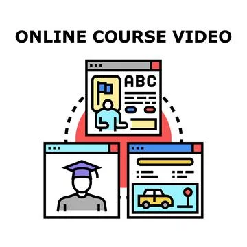 Online course video connecting learning and education Stock Illustration