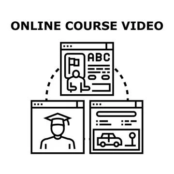 Online course video connecting learning and education Stock Illustration