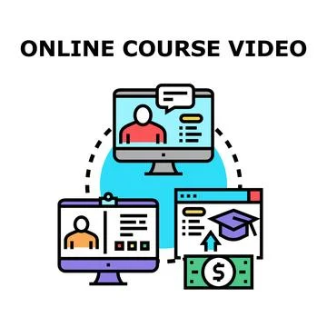 Online course video learning educating earning concept illustration Stockillustratie