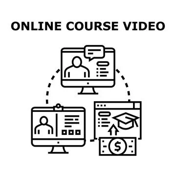 Online course video learning educating earning concept illustration Stock Illustration