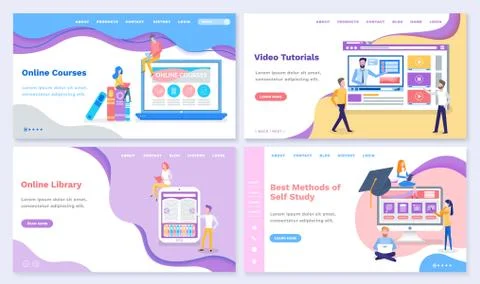 Online Courses and Video Tutorials for Students Stock Illustration