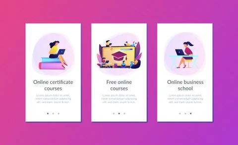 Online courses app interface template. Stock Illustration