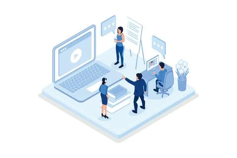 Online courses concept. Can use for web banner, infographics, hero images, .. Stock Illustration