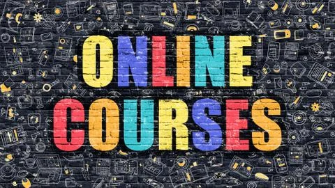 Online Courses on Dark Brick Wall Stock Illustration
