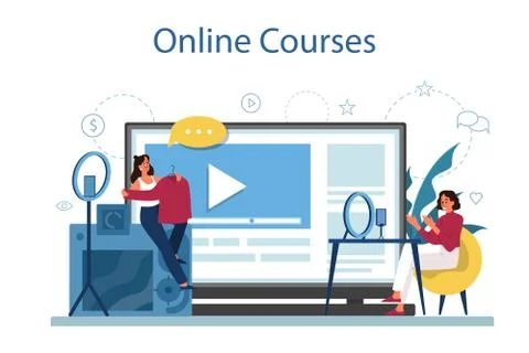 Online courses. Digital training and distance learning. Stockillustratie