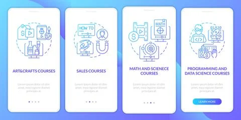 Online courses ideas blue gradient onboarding mobile app screen イラスト素材