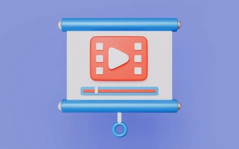 Online courses or multimedia presentations, A slide representing video conten Stock Illustration