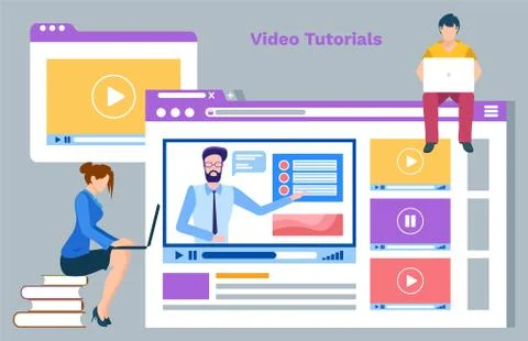 Online Courses Student Learning in Internet Vector Stockillustratie