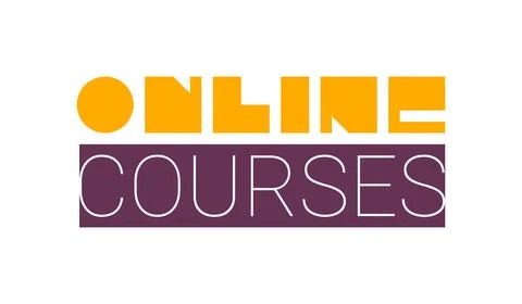Online courses. Vector composition in minimalistic font style Stock Illustration