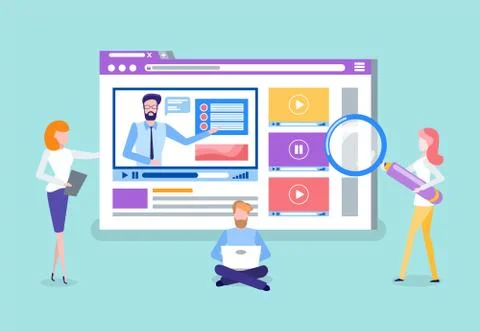 Online Courses Video Website, Analysis of Web Page Stock-Illustration