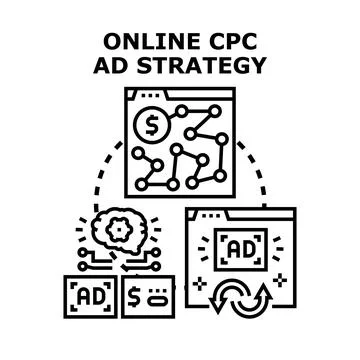 Online cpc ad strategy developing pay per click campaigns Stock-Illustration