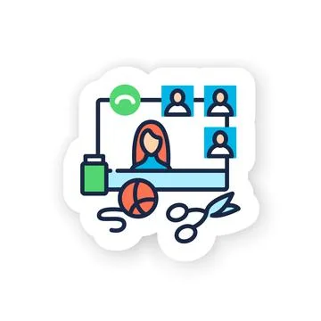 Online crafts workshop sticker Stock Illustration