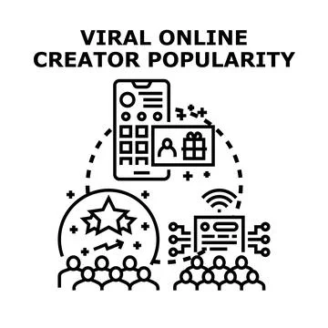 Online creator popularity increasing audience engagement Stock Illustration