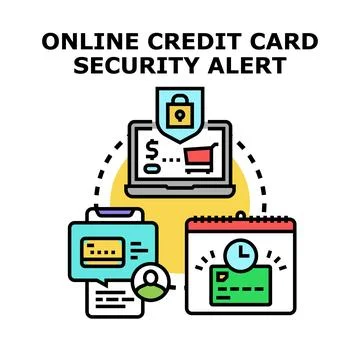 Online credit card security alert concept vector creating secure payment Stock Illustration