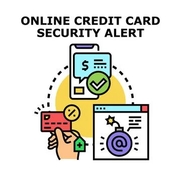 Online credit card security alert with data protection Stock Illustration