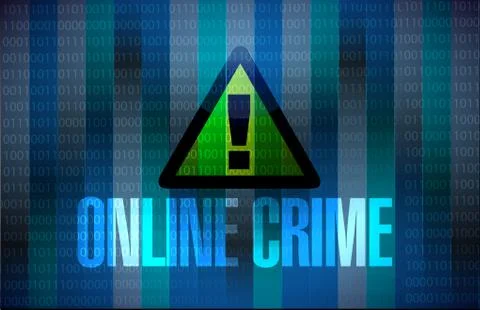 Online crime warning binary sign concept Stock Illustration