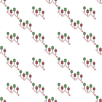 Online Crypto Trading vector Candlestick Chart colored seamless pattern Stock Illustration