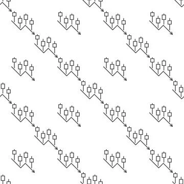 Online Crypto Trading vector Candlestick Chart outline seamless pattern Stock Illustration
