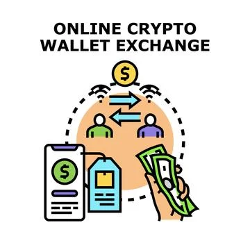 Online crypto wallet exchange concept illustration Stock Illustration