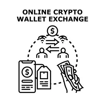 Online crypto wallet exchange concept illustration Stock Illustration