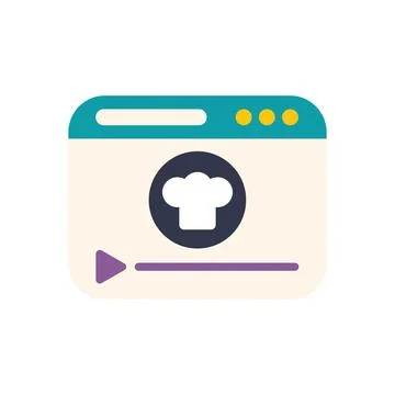 Online culinary course website page showing cooking video player Stock Illustration