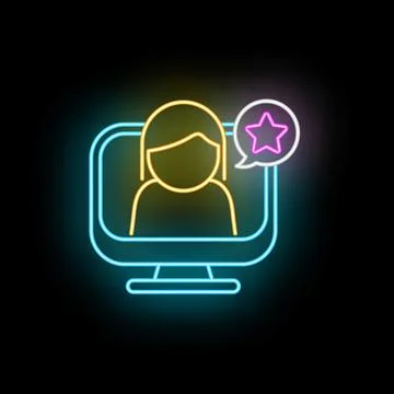 Online customer feedback and testimonial neon icon Stock Illustration