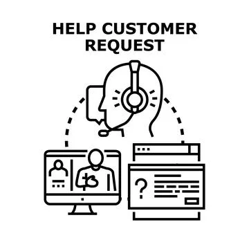 Online customer request help and assistance service 库存插图