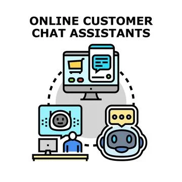 Online customer serving with chat assistant and support Stock Illustration