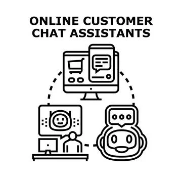 Online customer serving with chat assistant and support Stock Illustration