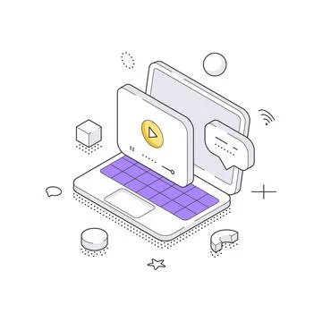 Online Customer Support And Technical Help Service Isometric Vector Illustr.. Illustrazione stock