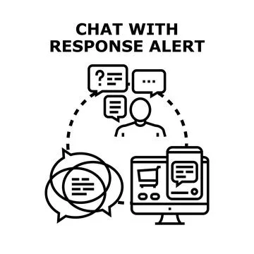 Online customer support chat with response alert concept 库存插图