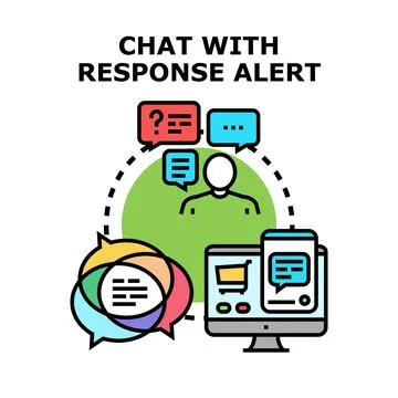 Online customer support chat with response alert concept Stock Illustration