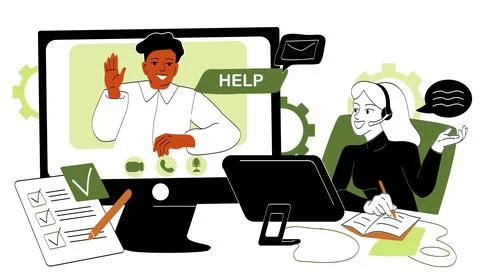 Online customer support communication concept. Stock Illustration