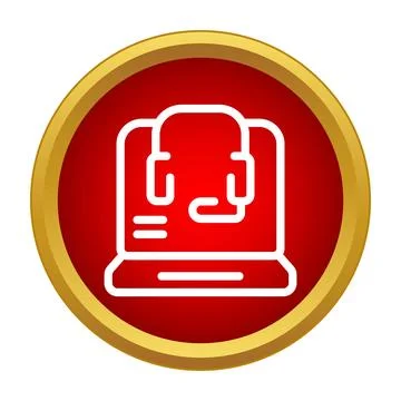 Online customer support service with headset on laptop Stock Illustration