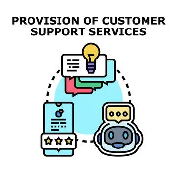 Online customer support services providing assistance concept Stock Illustration