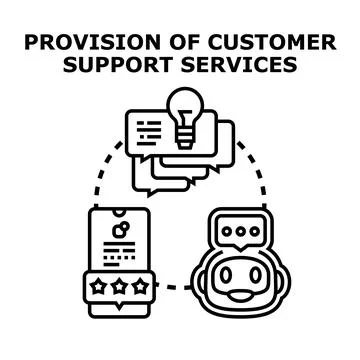 Online customer support services providing assistance concept Stock Illustration