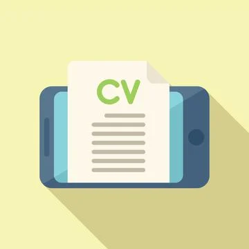Online cv icon flat vector. Internet hire Stock Illustration