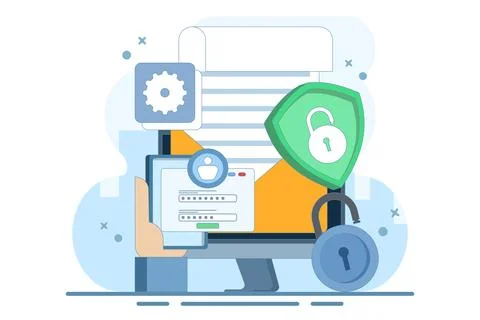 Online cyber data security concept, Personal data and email security. Stock Illustration