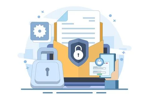 Online cyber data security concept, Personal data and email security. Stock Illustration