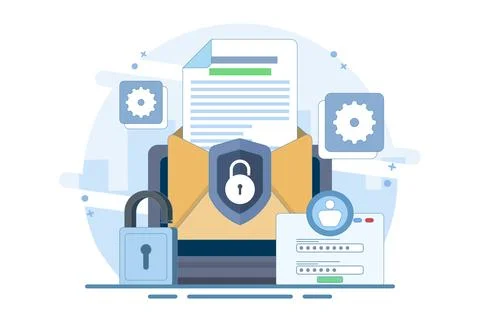 Online cyber data security concept, Personal data and email security. Stock Illustration