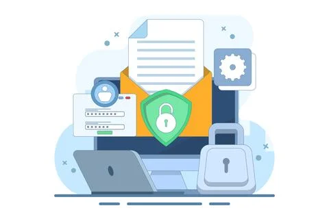Online cyber data security concept, Personal data and email security. Stockillustratie
