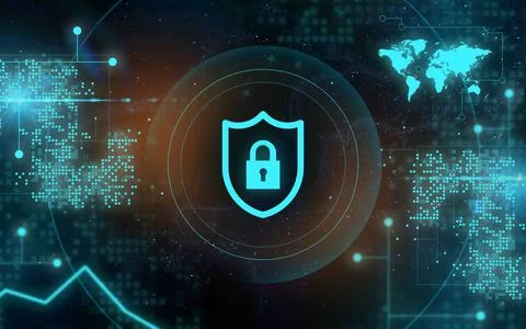 Online cyber security. Security and protection on the web. Personal data pr.. Stock Illustration