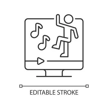 Online dance workout linear icon. Stock Illustration